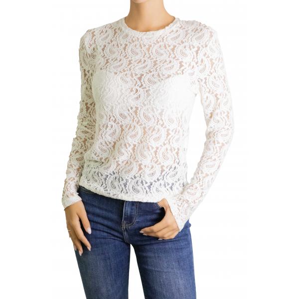 Maglia in pizzo girocollo Options